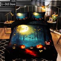 Cat Pumpkin Duvet Cover Set Halloween Comforter Cover Ghost Bedding Set Horror Quilt Cover Black Room Decor 3PCS NO Comforter EU single(135x200cm)
