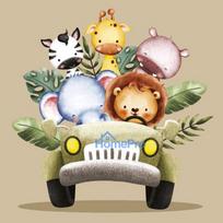 Animals Safari in the Jeep 20 pcs napkin 33x33 cm
