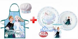 Disney Frozen Royally Cool Christmas Apron and Plastic Dinner Set