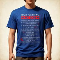 Rules For Dating My Son Mom Loves Her Son Funny T-Shirt On Back S blue