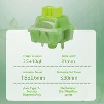 10 vnt. Outemu Silent Switch Peach V3 Switch Mute Lemon Switches Hot Swap Tylus mechaninis klaviatūros jungiklis Linijinis taktilinis 5 kontaktų Pom Silent Lemon V3 green