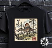 Spinosaurus T-Shirt - Japanese Art Style Dinosaur Tee | Unisex Paleontology Gift | Dino Lover Graphic Tee 2XL black