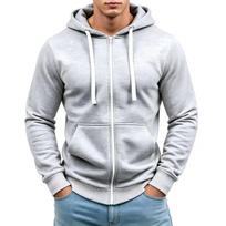 Men's Casual Color Hoodie for Spring and Fall L white