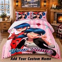 Miraculous Ladybug Custom Name 3Pcs Bedding Set 1 Bed Sheet 2 Pillowcases Bedroom Home Decor 140cmx200cm