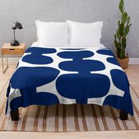 Iconic Mid Century Modern Pattern in White and Royal Blue Throw Blanket 75cm*90cm