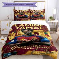 Lamin Yamal Customize With Your Name Bedding Set Breathable Duvet Cover With Pillowcases Decorative Bed Linen For Bedroom Home Decoration Birthday Gif 140cmx200cm
