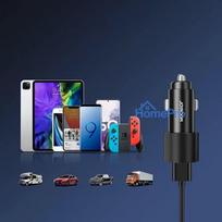 Car charger Joyroom 'JR-CL10' black 24W (2xUSB / with LED Lighting) + '3in1' universal cable