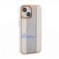 iLike Apple iPhone 15 Diamonds and Leather Case White