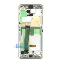 LCD screen Samsung G988 S20 Ultra with touch screen and frame White original (service pack)
