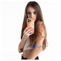 Evelatus Apple iPhone 15 Pro Premium Silicone case Customized Print Orange