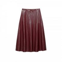 Womens Faux Leather Layered Midi Skirt Streetwear Sexy Slim Fit Casual Party L brown