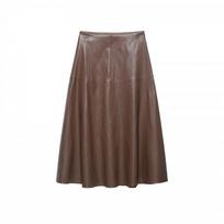 Womens Faux Leather Layered Midi Skirt Streetwear Sexy Slim Fit Casual Party L