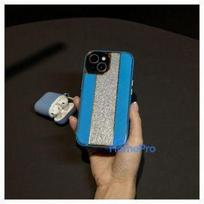 iLike Apple iPhone 15 Diamonds and Leather Case Blue