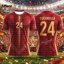 2026 Spain Cucurella #24 Soccer Jersey Set,Football Shirt Men Women Kids,Single Top Available,Fans Tee Shorts 2 Piece Tracksuit 140