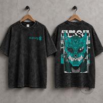 Kaiju No 8 Shirt, Kafka Hibino Mineral Wash Anime Tee, Double Sided Manga T-Shirt, Oversized Anime Streetwear, Otaku Gift M black