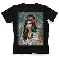 Vintage Amy Winehouse Beautiful Girl Cotton Black Full Size Unisex Shirt S gray
