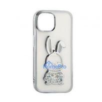 iLike Apple iPhone 15 Silicone Case Print Desire Rabbit Silver