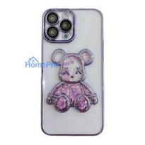 iLike Apple iPhone 15 Pro Silicone Case Print Desire Bear Purple