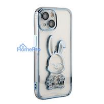 iLike Apple iPhone 15 Silicone Case Print Desire Rabbit Blue