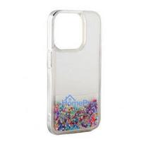 iLike Apple iPhone 15 Plus Silicone Case Water Glitter Rainbow