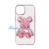 iLike Apple iPhone 15 Silicone Case Print Desire Bear Pink