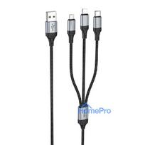 USB cable HOCO (X102) 3in1 lightning+microUSB+USB-C black 1m