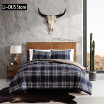 Plaid Duvet Cover Set, Striped Pattern Decorative 3 Piece Bedding Set with 2 Pillow Shams, Queen King Full Size, Home Decor EU single(135x200cm) gray
