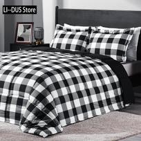Plaid Duvet Cover Set, Striped Pattern Decorative 3 Piece Bedding Set with 2 Pillow Shams, Queen King Full Size, Home Decor EU single(135x200cm)