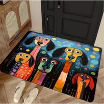 VIKAMA Colorful Dog Print Entryway Doormat Non-Slip Washable Dirt Trapper Stain Resistant Floor Mat for Dog Lovers 43X120CM