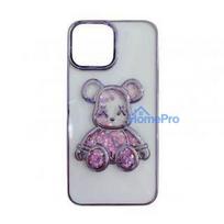iLike Apple iPhone 14 Silicone Case Print Desire Bear Purple