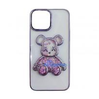 iLike Apple iPhone 15 Silicone Case Print Desire Bear Purple