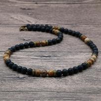 Handmade Men Choker Necklace Lava Rock Chakra Collar Meditation Yoga Short Neck Healing Accessories Jewelry Colar Gift For Him gray