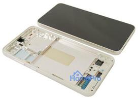 LCD screen Samsung S911 S23 5G with touch screen and frame Cream original (service pack)