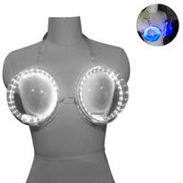 Nightclub Bra LED Luminous Sexy Large Cup Food Grade Leakproof Interactive Atmosphere Feeding Props PVC Colorful Bar Performance Cocktail Brassiere C