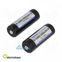 Battery: Li-Ion, 18500, 3.7 V, 2000mAh, Ø18.4x52.6 mm