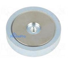 Magnet: permanent, neodymium, H: 8mm, 500N, Ø: 40mm, Thread length: 6 mm