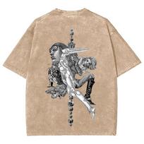 Anime JOJO's Bizarre Adventure Funny Valentine Graphic T-Shirt for Men, Retro Manga T-Shirt, Washed Cotton Tee 3XL gray