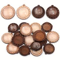 Medinės pakabuko bazės rinkinys, Inner Diameter Of Tray 25mm, Outer Diameter Of Glass 25mm (1 Set)