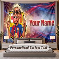 Custom Name Text Tapestry Lamine Yamal Personalized Polyester Wall Tapestry For Bedroom And Room 100cmx150cm