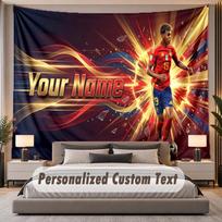 Custom Name Text Tapestry Lamine Yamal Personalized Polyester Wall Tapestry For Bedroom And Room 150cmx200cm