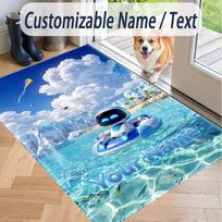 Custom Text Astro Bot Pattern Floor Rug Soft Indoor Carpet Mat Living Room Bedroom 40cmx60cm white