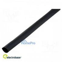 Heat shrink sleeve, glued, 3:1, 6.4 mm, L: 1 m, black, polyolefin
