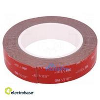 3M Tape: fixing, double-sided adhesive W:25mm, L:5m, Thk:1.1mm, acrylic, gray max.230°C