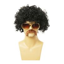 Perukas Natūralus Dirbtinis Helovino Ilgas Tiesus Perukas Vyriškas Cosplay Perukas Trumpas Garbanotas Perukas Retro Cosplay Perukas 4 black