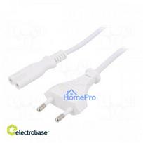 Cable, 2x0.5mm2, CEE 7 / 16 (C) plug, IEC C7 female, PVC, 1.2m, 2.5A