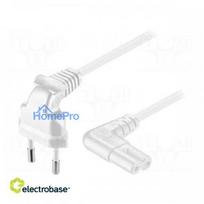Cable CEE 7 / 16 (C) plug angled, IEC C7 female angled 3m white