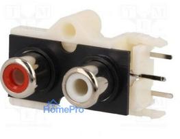 Socket, RCA, Female, double-deck, angle 90°, THT, Number of sockets: 3