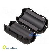 Ferrite: two-piece, on round cable, Ø: 9 mm, 809, A: 19.5 mm, B: 18 mm