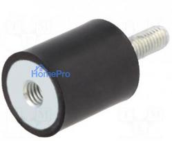 Vibration damper, M12, Ø: 75 mm, rubber, L:40mm, Thread length: 37 mm