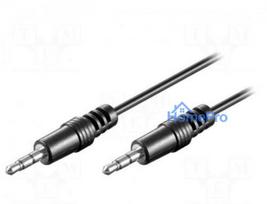 Cable, Jack 3.5 mm 3-pin plug, both sides, 0.6 m, black, Cable diameter: 4 mm